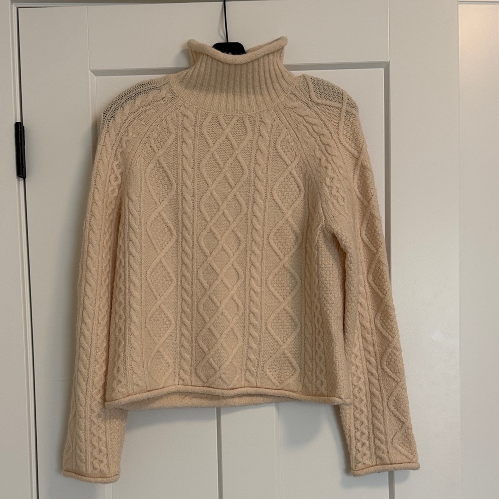 NWT, J. Crew Ivory Cable Knit Turtleneck Sweater